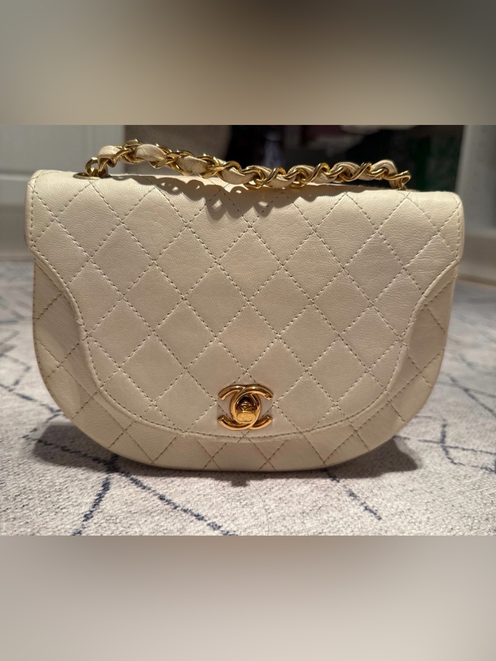 Chanel lambskin quilted mini half moon flap bag classic timeless